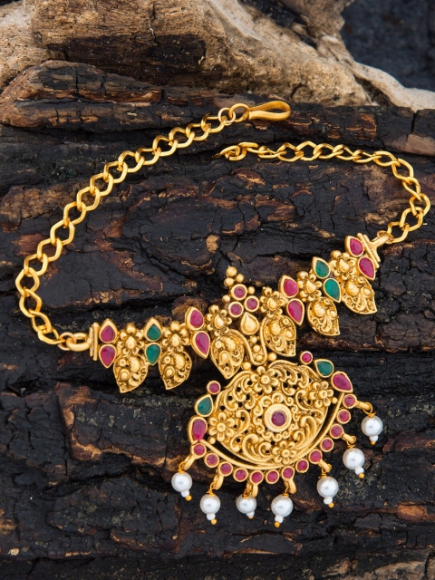 

Alankruthi Gold-Plated Green & Pink Armlet Bhajuband