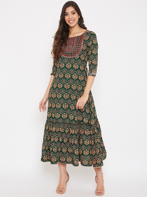 

Prakhya Women Green Printed Ethnic Maxi Dress