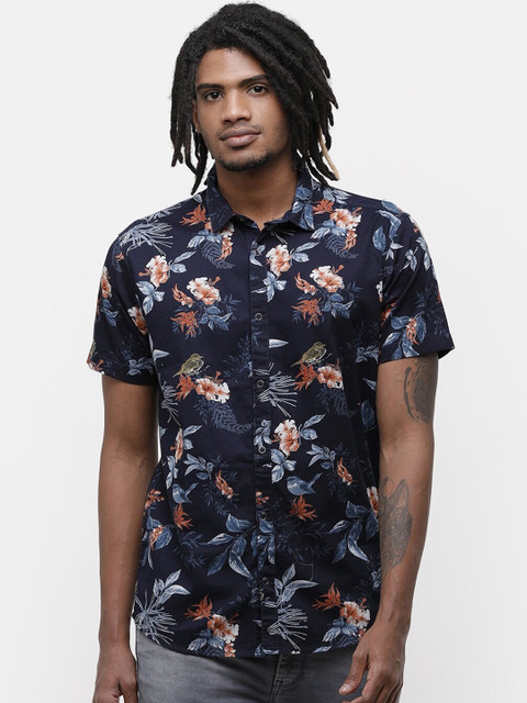 

Voi Jeans Men Navy Blue Slim Fit Printed Casual Shirt