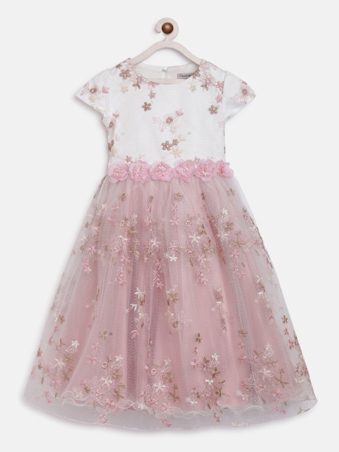 

Butterfly Blush Girls Pink Embroidered Fit and Flare Dress