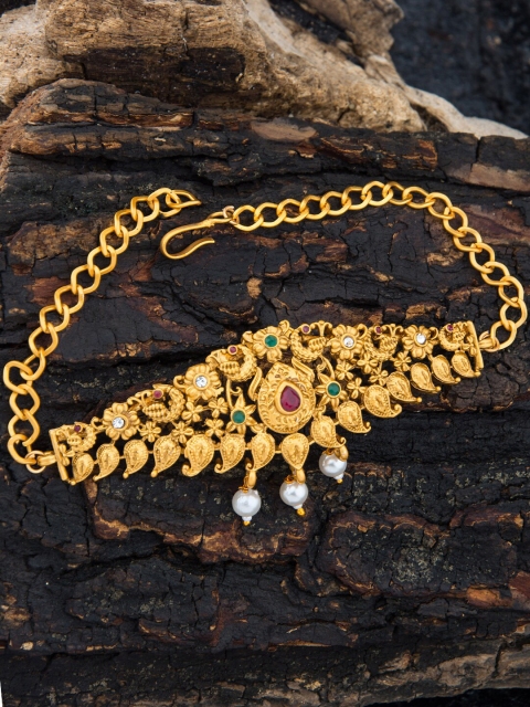 

Alankruthi Women Gold-Plated CZ Studded Temple Armlet Bracelet