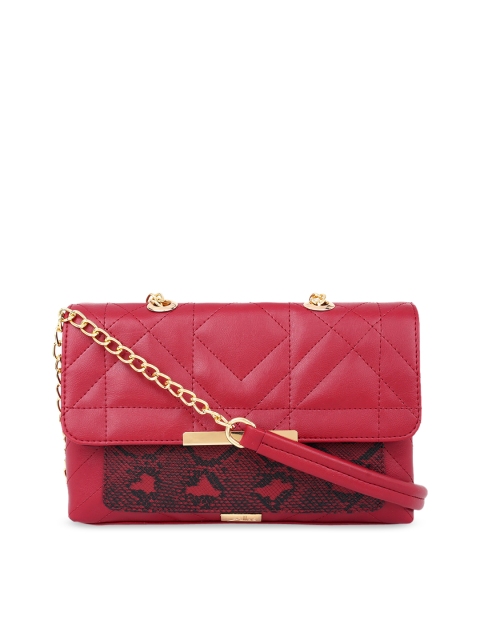 

yelloe Red & Black Animal Skin Textured Sling Bag