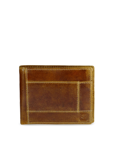 

Style SHOES Unisex Tan Textured Two Fold Wallet