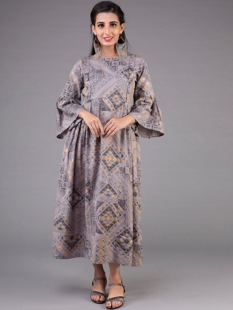 

KLM Fashion Mall Women Grey Printed A-Line Dress