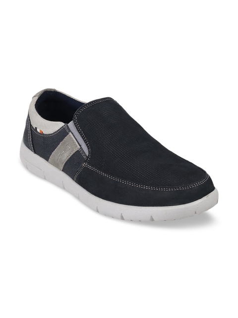 

Metro Men Navy Blue & Grey Colourblocked Slip-On Sneakers