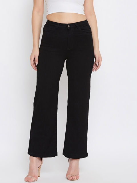 

TULIP 21 Women Black Wide Leg Mid-Rise Clean Look Jeans