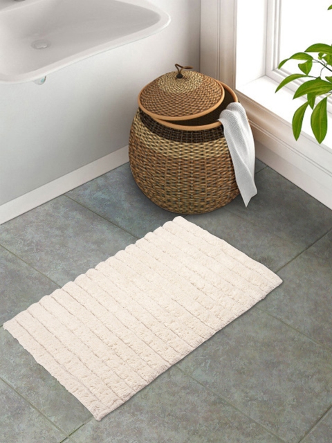 

S9home by Seasons Cream-Coloured Striped Anti-Skid Bath Rug