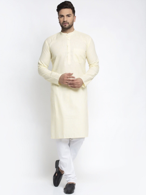 

Jompers Men Yellow Solid Kurta with Pyjamas