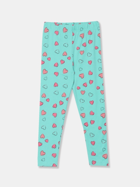 

Cherokee Girls Green & Pink Printed Ankle-Length Leggings