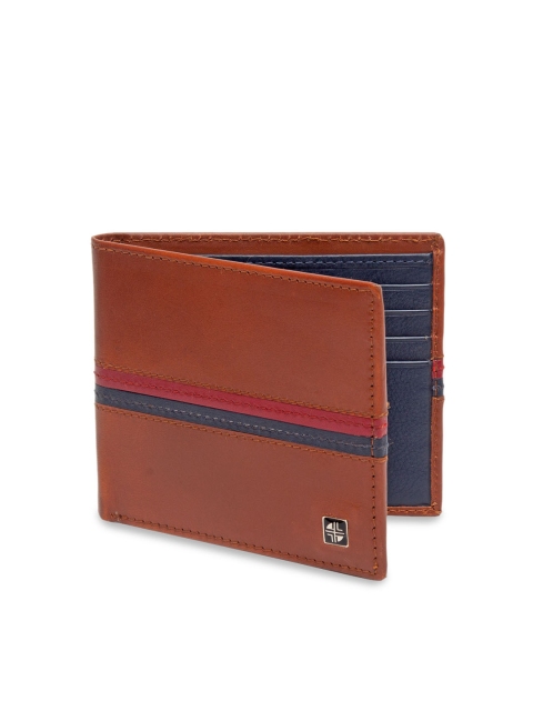 

Carlton London Men Brown & Navy Blue Solid RFID Leather Two Fold Wallet