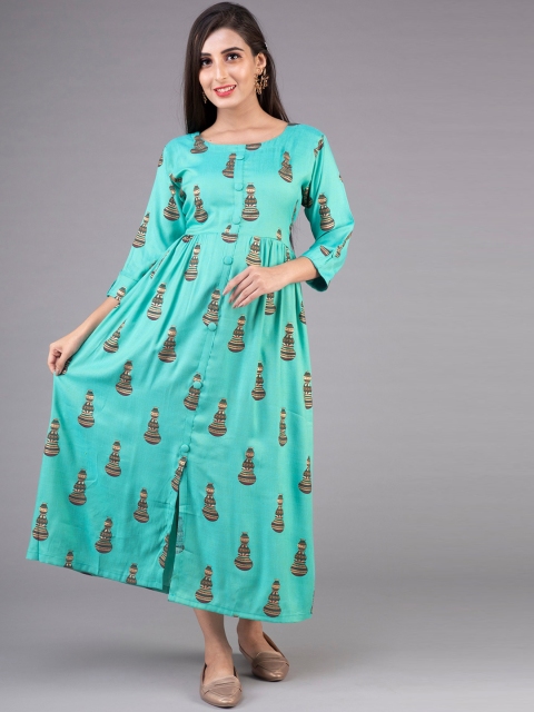 

KLM Fashion Mall Women Turquoise Blue A-Line Kurta