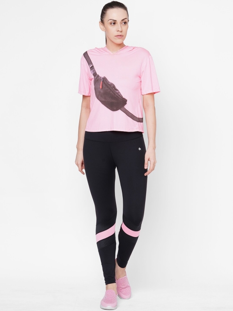 Tuna London Women Black & Pink Solid Tracksuit