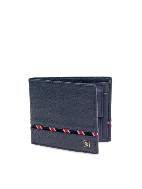 

Carlton London Men Navy Blue RFID Leather Two Fold Wallet