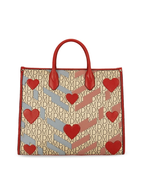 

Da Milano Red & Grey Printed Leather Handheld Bag