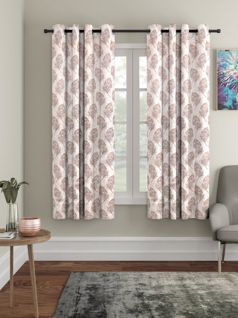 

HOSTA HOMES Off-White & Brown Set of 2 Window Curtains