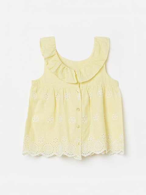 

Juniors by lifestyle yellow printed pure cotton regular top