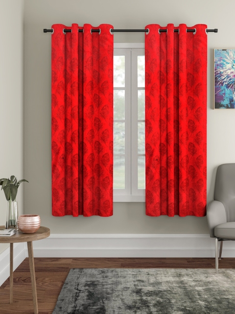 

HOSTA HOMES Red & Brown Set of 2 Curtains
