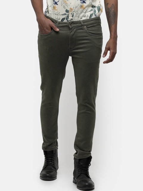 

Voi Jeans Men Olive Green Skinny Fit Low-Rise Clean Look Jeans