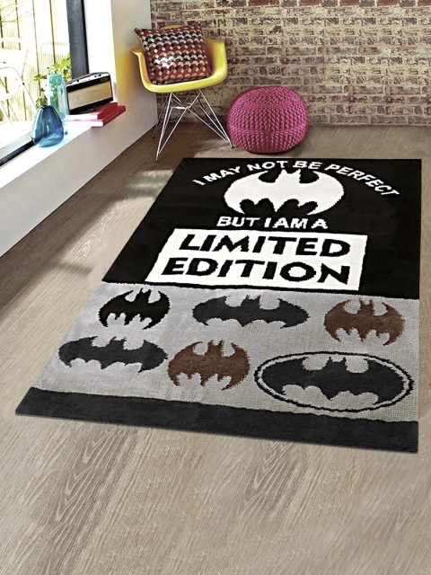 

Saral Home Black & White Batman Printed Microfibre Anti-Skid Carpet