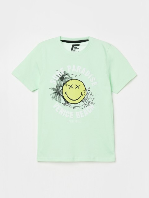 

Fame Forever by Lifestyle Boys Green Printed Round Neck T-shirt