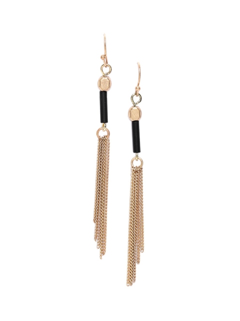 

CRZ Gold-Plated & Black Contemporary Drop Earrings