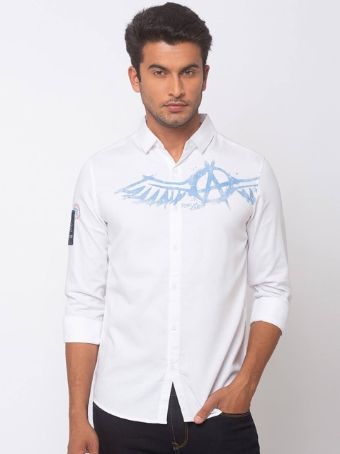 

SPYKAR Men White Slim Fit Solid Casual Shirt