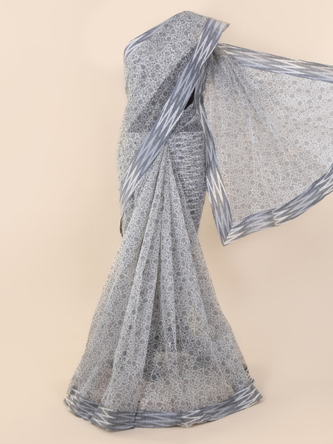 

Pothys Grey Printed Supernet Saree