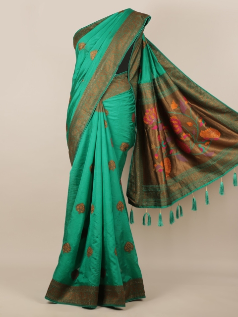 

Pothys Green Woven Design Jute Silk Saree