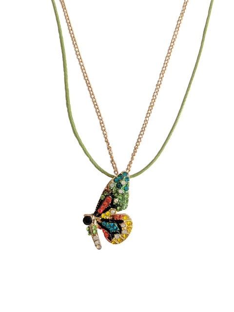 

Foxy Sperks Gold-Toned & Blue Printed Metal Chain