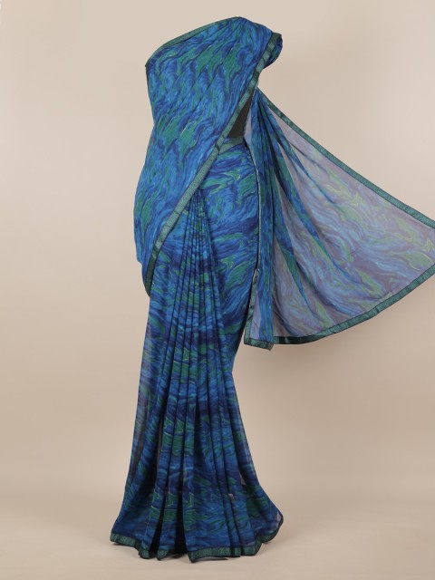 

Pothys Blue Printed Poly Chiffon Saree