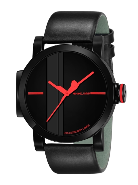 

LAMEX Men Black Leather Analogue Watch MINIMO-M2