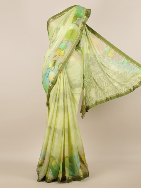 

Pothys Green Printed Poly Chiffon Saree