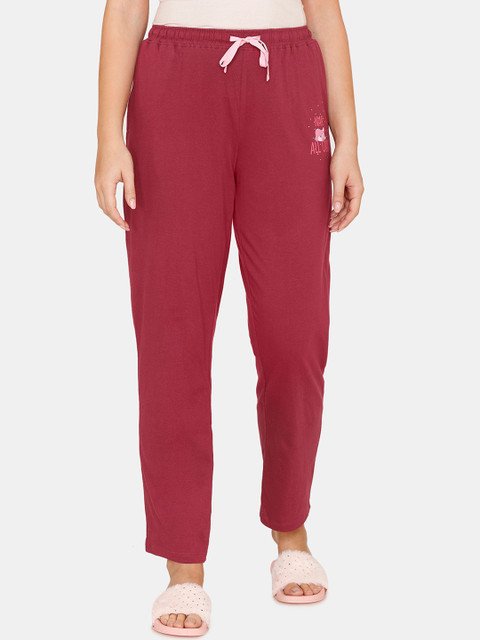 

Zivame Women Maroon Solid Cotton Pyjamas