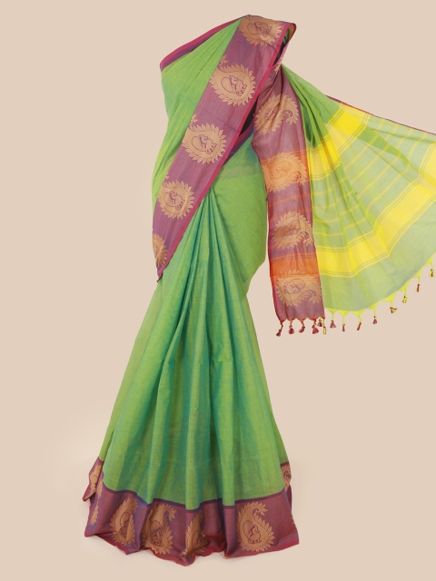 

Pothys Green Solid Pure Cotton Saree