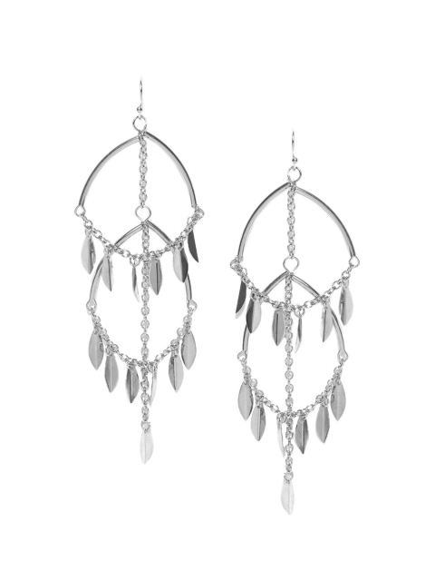 

CRZ Silver-Toned & Rhodium-Plated Contemporary Drop Earrings