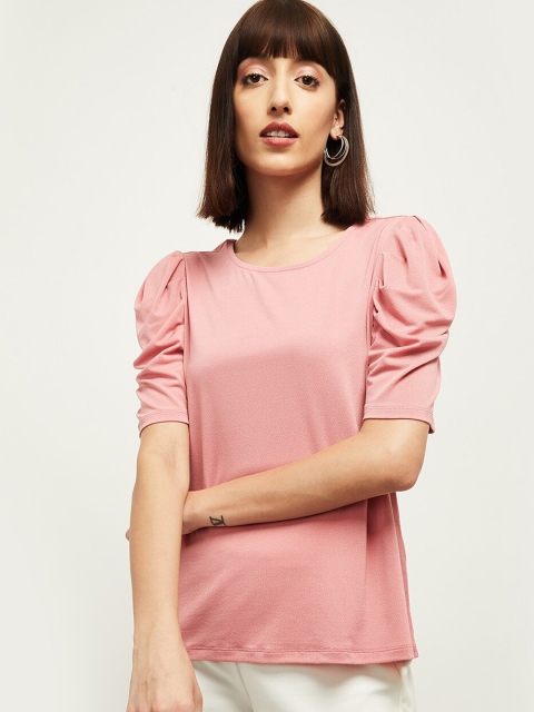 

max Pink Puff Sleeves Regular Top
