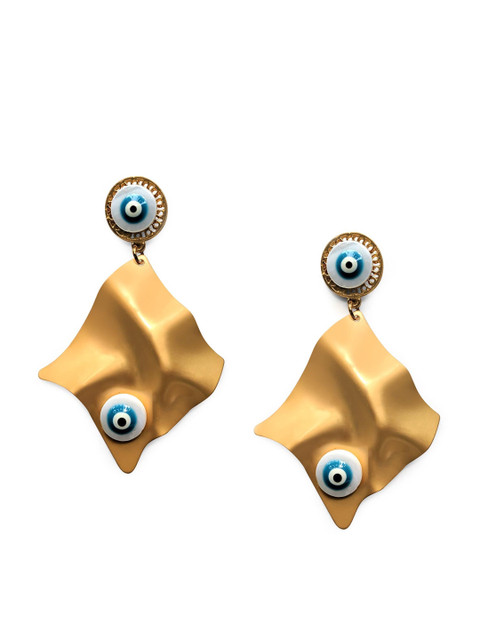 

Foxy Sperks Gold-Toned & Off-White Geometric Drop Earrings