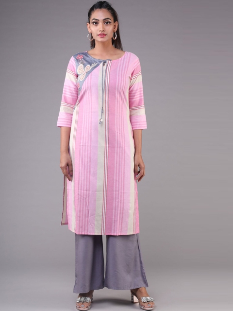 

KLM Fashion Mall Women Pink Striped Kurta