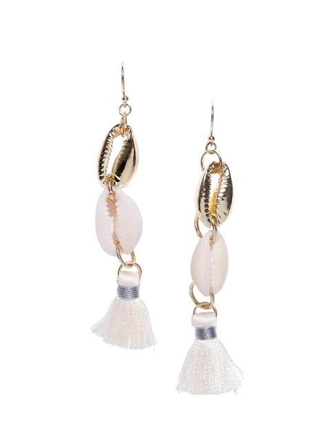 

CRZ Gold-Plated & Off-White Contemporary Drop Earrings
