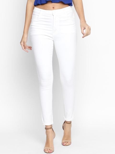 

PURPLE WATER Women White Slim Fit High-Rise Low Distress Jeans
