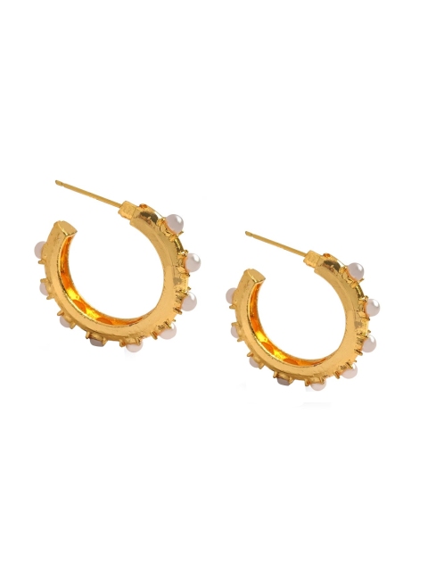 

Foxy Sperks Gold-Toned & Off-White Circular Half Hoop Earrings
