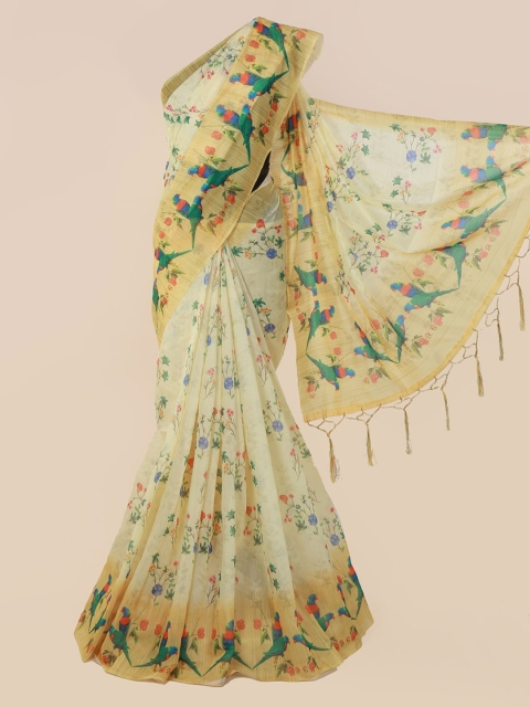 

Pothys Yellow Printed Cotton Blend Saree