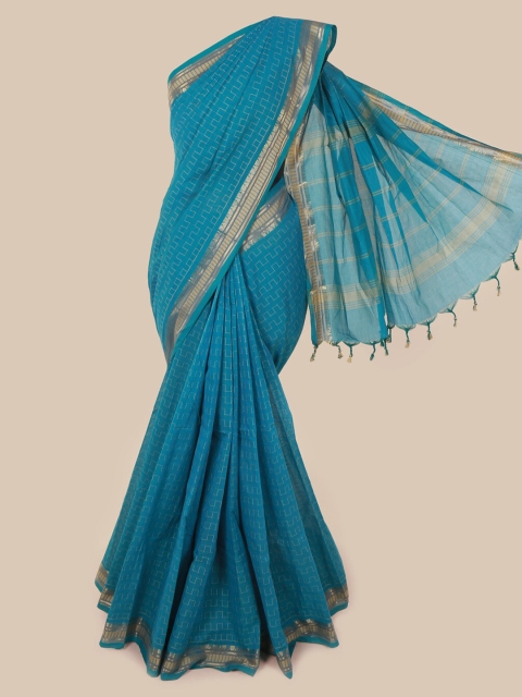 

Pothys Blue Embroidered Pure Cotton Saree