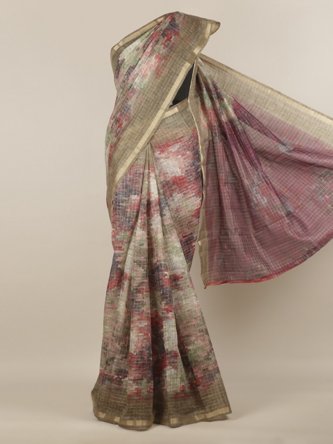 

Pothys Multicoloured Printed Jute Silk Saree, Multi