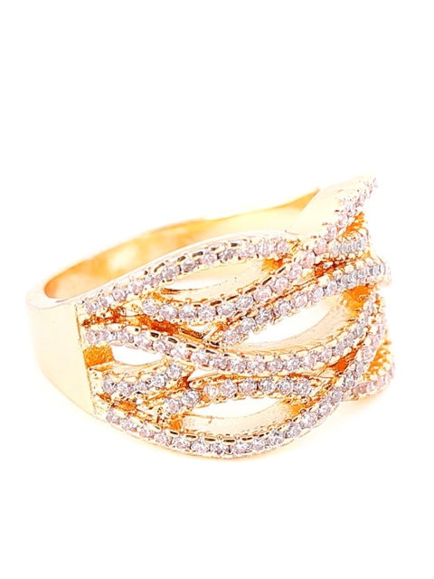 

Foxy Sperks Gold-Toned & White Stone-Studded Finger Ring