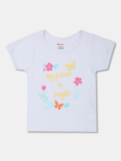 

Donuts Girls White Printed Round Neck T-shirt