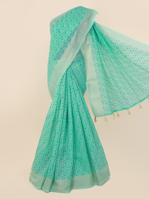 

Pothys Green Printed Cotton Blend Saree