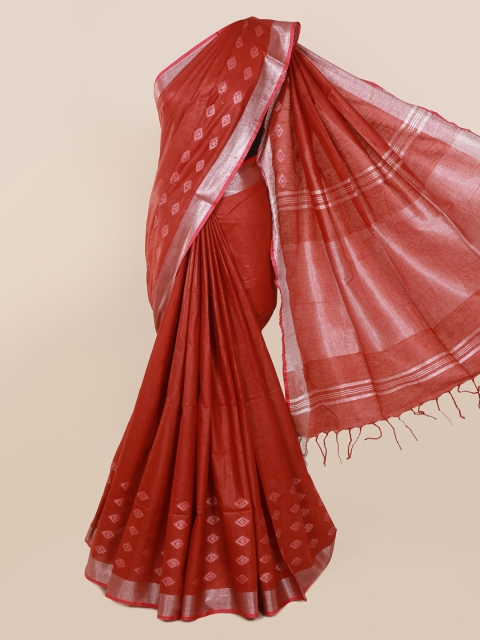 

Pothys Maroon Solid Linen Blend Saree