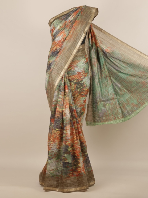 

Pothys Multicoloured Checked Jute Silk Saree, Multi