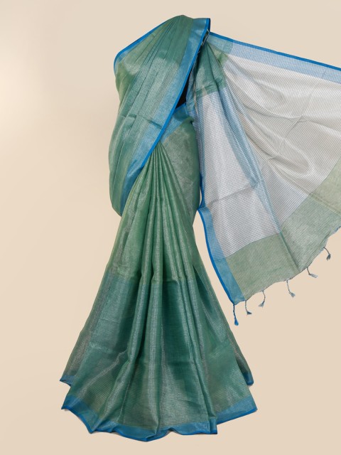 

Pothys Green Woven Design Linen Blend Saree